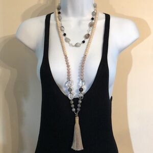 Curated bundle Nakamol tassel necklace and artisan agate necklace